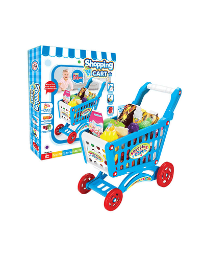 Carrito de Compra Supermercado Para Niños 56 Piezas Colores