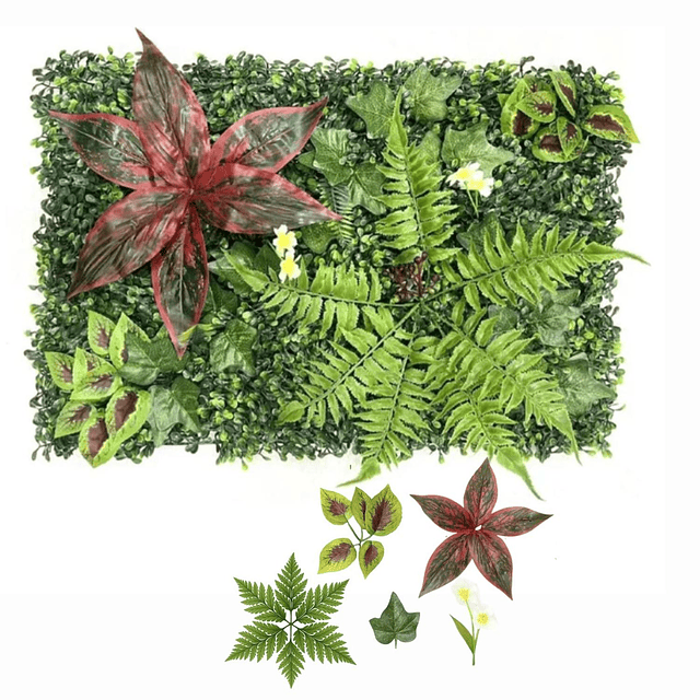 Jardín Muro Vertical Artificial C palmeta Plantas 60x40 cm 2