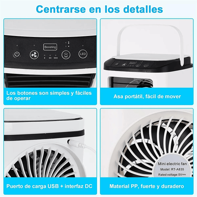Climatizador Aire Portátil 3 En 1 Usb | Ventilador Y Hielo 5
