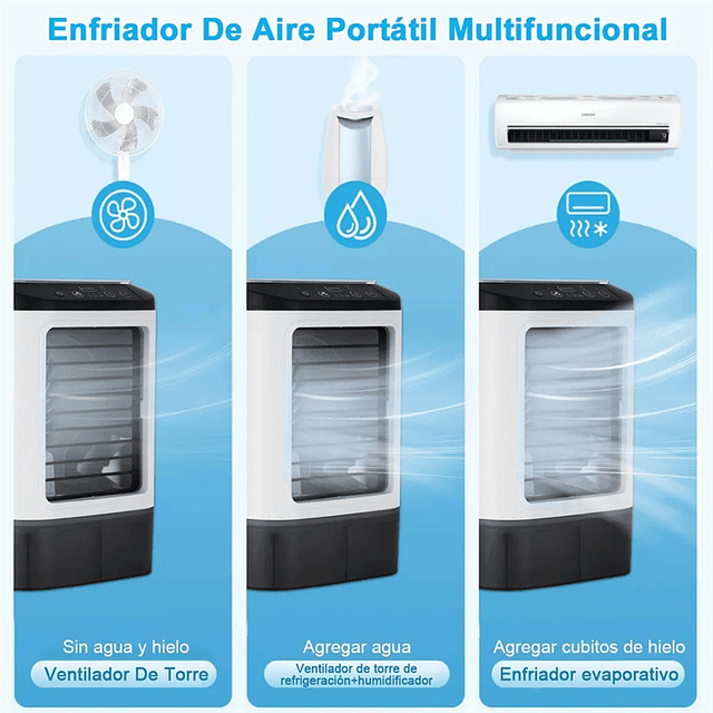 Climatizador Aire Portátil 3 En 1 Usb | Ventilador Y Hielo 7