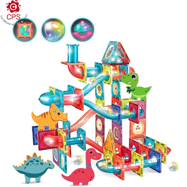 Juego De Bloques Magnéticos 125 Piezas Pista Con Pelotas 1