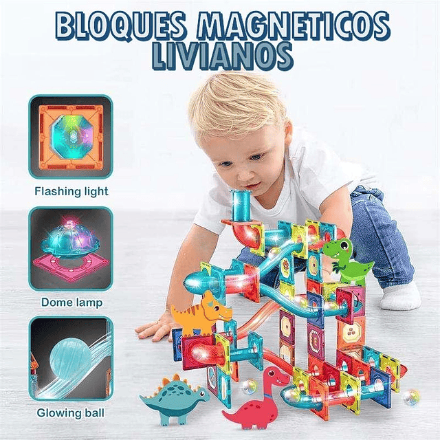 Juego De Bloques Magnéticos 125 Piezas Pista Con Pelotas 3