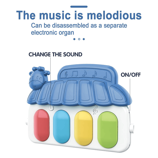 Alfombra Gimnasio Musical Con Piano Juguete Para Bebé Azul 6