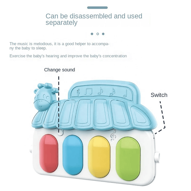 Alfombra Gimnasio Musical Con Piano Juguete Para Bebé Azul 10