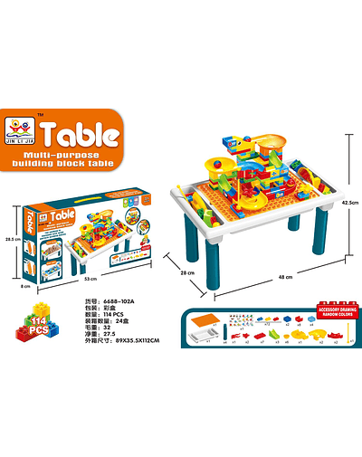 Mesa Didactica De Bloques Construcción 104 Pcs Y 1 Silla