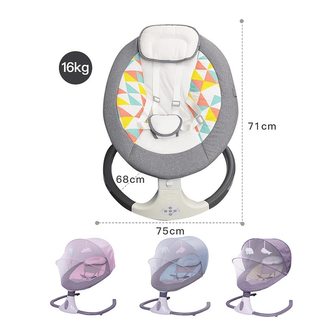 Cuna Bebe Mecedor Eléctrico 3 En 1 Música Silla Mecedora 13