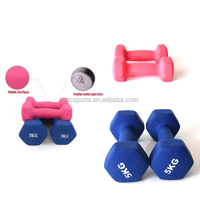 Pack 2 Mancuernas De 2kg C/u Antideslizantes Fitnes y Yoga 4