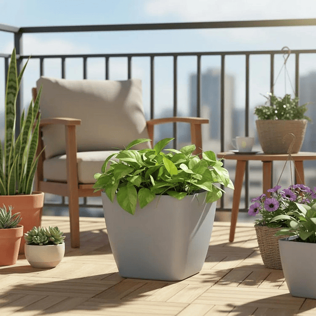 Macetero Nórdico Beige L 40 cm 40 x 24 x 30 3