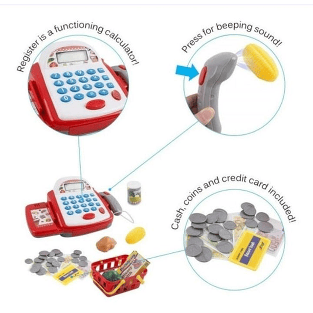 Juguete Didactico Caja Registradora Supermercado Niños 4