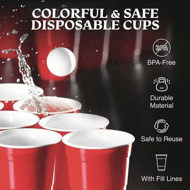 Vaso Plastico Rojo Desechable Fiesta 450 ml x 50 uds 7