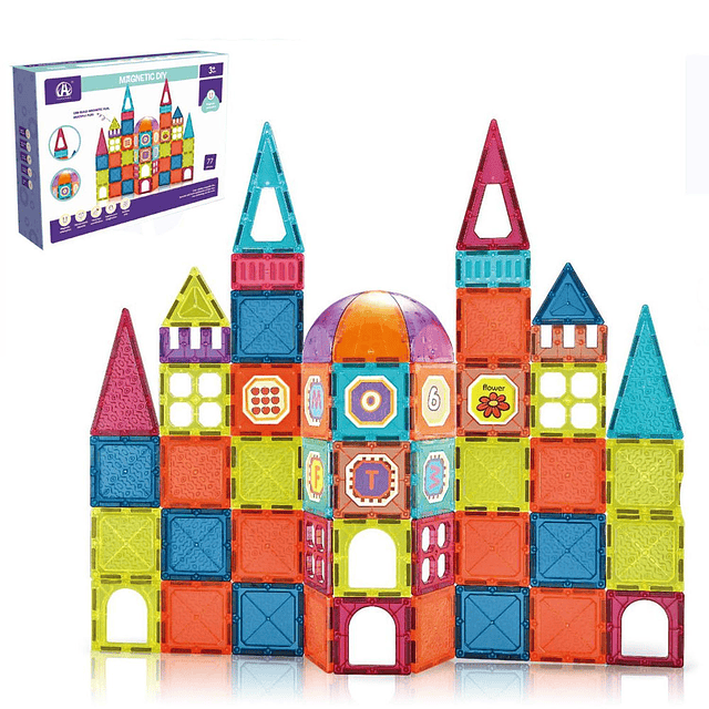 Juego De Bloques Magnéticos 77 Piezas Pista Con Pelotas 1