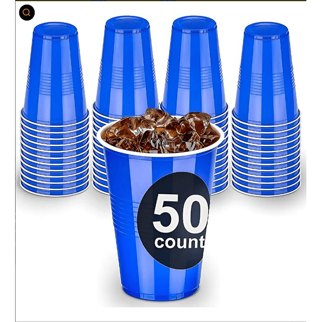 Vaso Plastico Azul Desechable Fiesta 450 ml x 50 uds 1