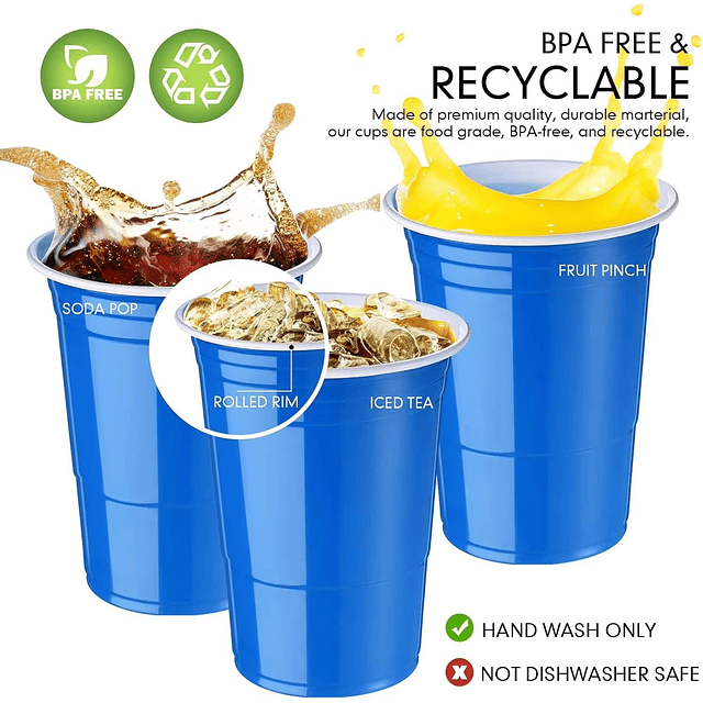 Vaso Plastico Azul Desechable Fiesta 450 ml x 50 uds 3
