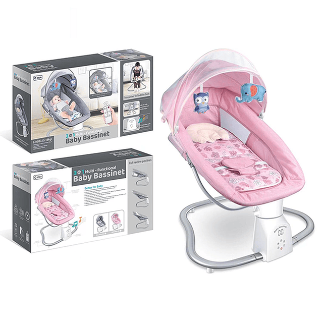 Cuna Bebe Mecedor Eléctrico 3 En 1 Música Silla Mecedora 11