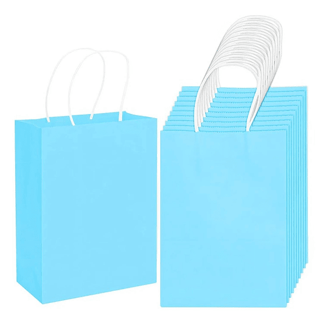 12 Bolsas Cumpleaños Papel Kraft Colores De 21x15x8cm 1