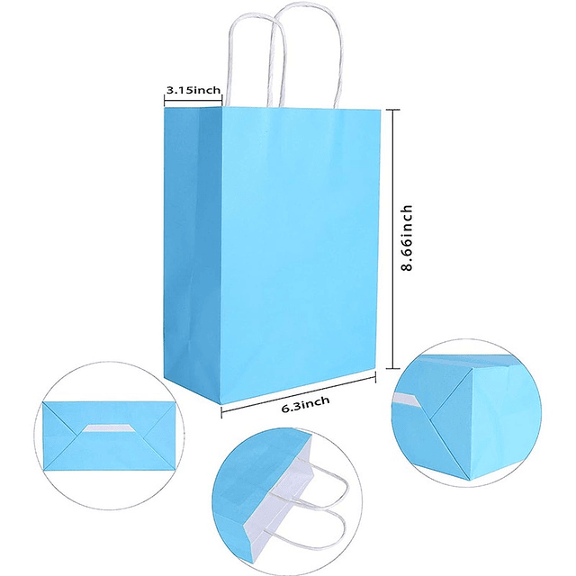 12 Bolsas Cumpleaños Papel Kraft Colores De 21x15x8cm 4