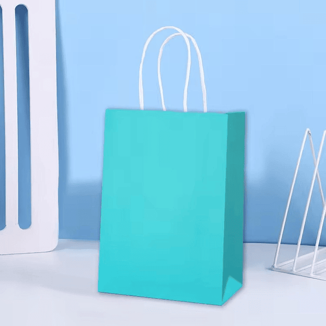 12 Bolsas Cumpleaños Papel Kraft Colores De 21x15x8cm 5