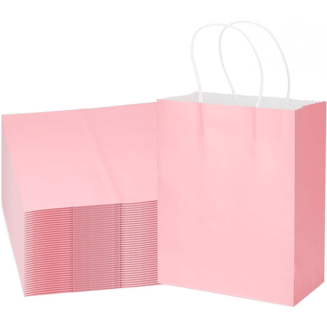 12 Bolsas Cumpleaños Papel Kraft Colores De 21x15x8cm 19