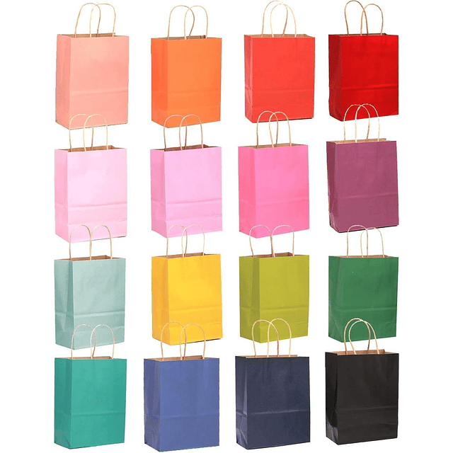 12 Bolsas Cumpleaños Papel Kraft Colores De 21x15x8cm 27