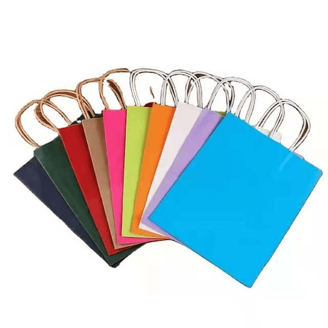 12 Bolsas Cumpleaños Papel Kraft Colores De 21x15x8cm 30