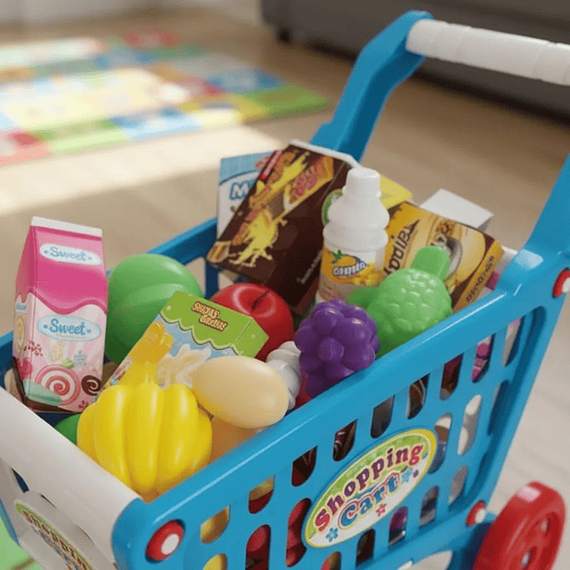 Carrito de Compra Supermercado Para Niños 56 Piezas Colores 7