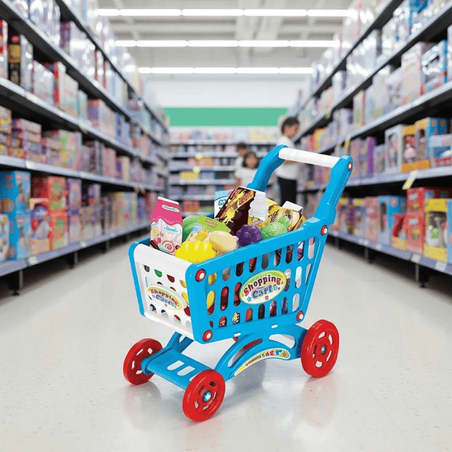 Carrito de Compra Supermercado Para Niños 56 Piezas Colores 9