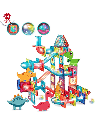 Juego De Bloques Magnéticos 125 Piezas Pista Con Pelotas