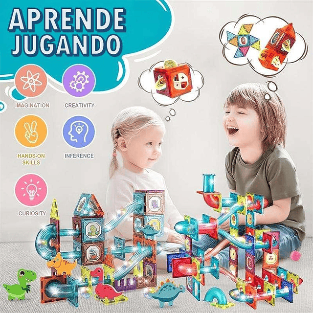 Juego De Bloques Magnéticos 125 Piezas Pista Con Pelotas 2