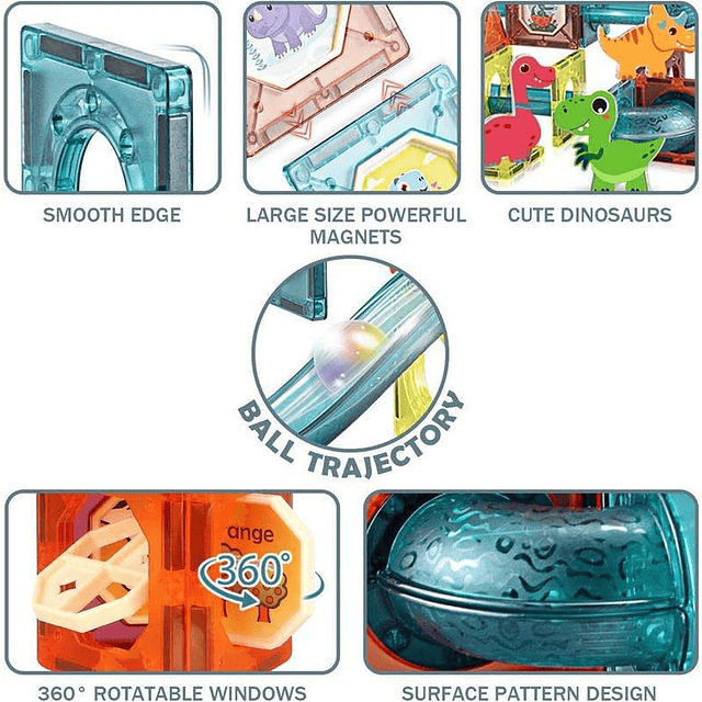 Juego De Bloques Magnéticos 125 Piezas Pista Con Pelotas 5