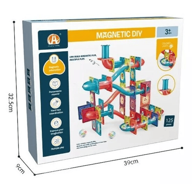 Juego De Bloques Magnéticos 125 Piezas Pista Con Pelotas 9