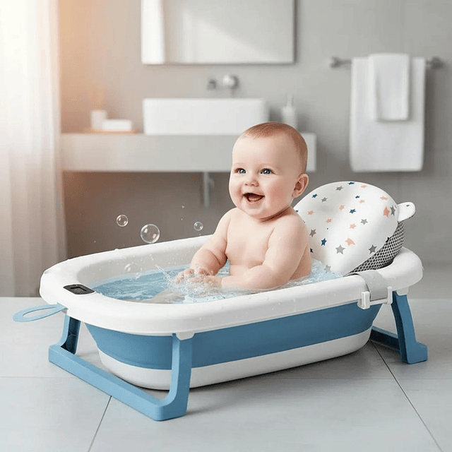 Bañera Plegable Bebé + Malla + Termómetro | Jagima 2
