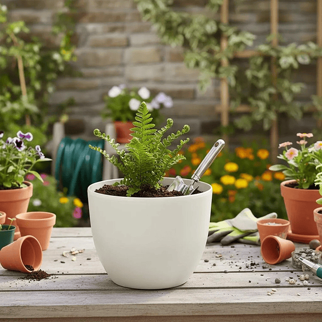 Macetero Nórdico Beige Redondo L 30 cm 40 x 24 x 30 12