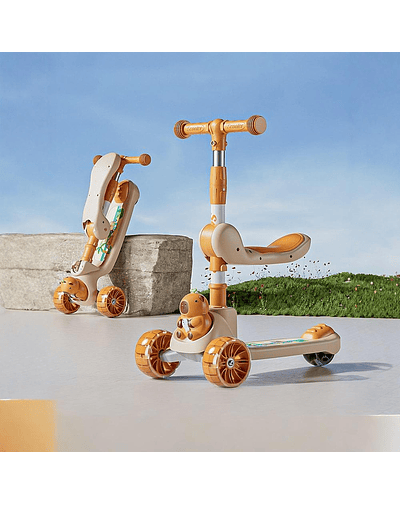 Scooter 2 En 1 Con Asiento Luces Led 3 A 8 Años Rana H G Q