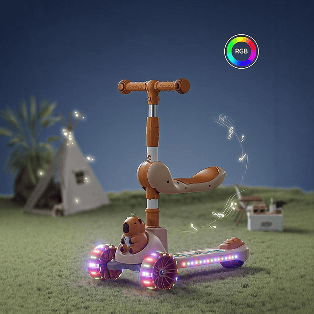 Scooter 2 En 1 Con Asiento Luces Led 3 A 8 Años Rana H G Q 2