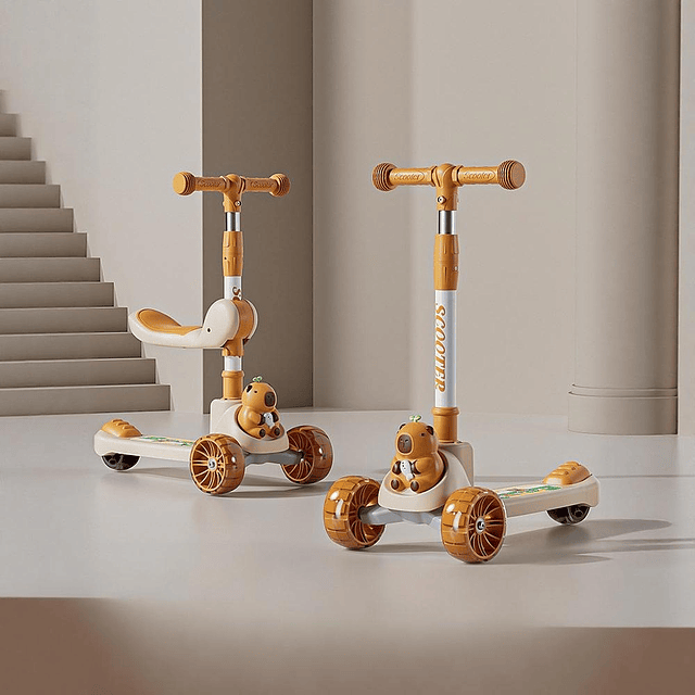 Scooter 2 En 1 Con Asiento Luces Led 3 A 8 Años Rana H G Q 4