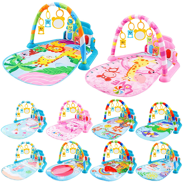 Alfombra Gimnasio Musical Con Piano Juguete Para Bebé Azul 8