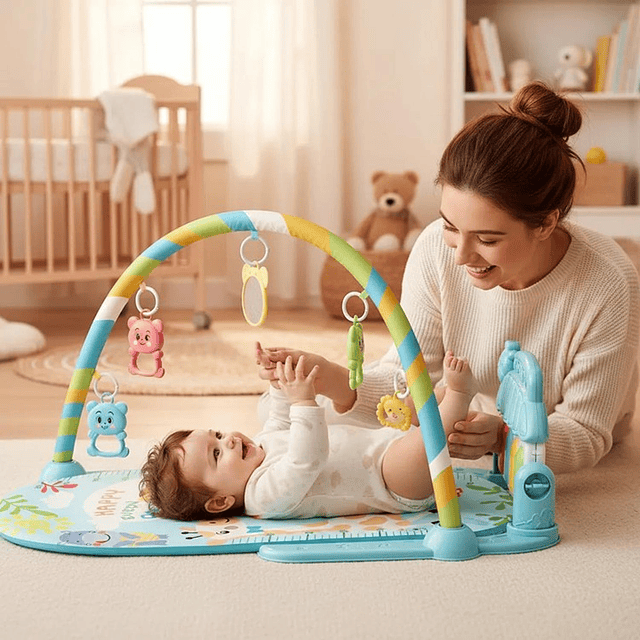 Alfombra Gimnasio Musical Con Piano Juguete Para Bebé Azul 11