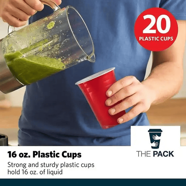 Vaso Plastico Rojo Desechable Fiesta 450 ml x 100 uds 4