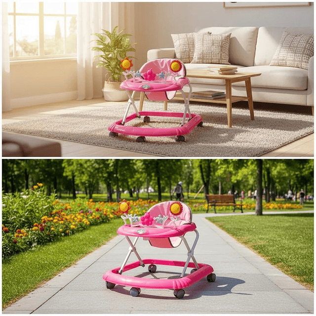 Andador Plegable Flores Con Musica Bebes Portable Unisex 22