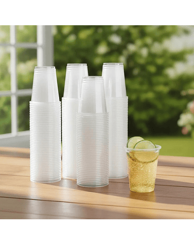 50 Uds Vaso Plástico Transparente Desechable S/tapa 300 Cc
