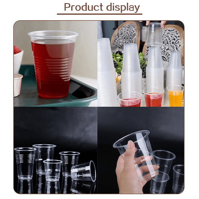 50 Uds Vaso Plástico Transparente Desechable S/tapa 300 Cc 9