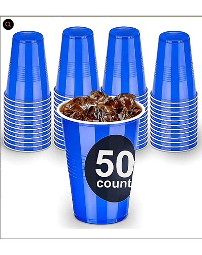 Vaso Plastico Azul Desechable Fiesta 450 ml x 50 uds