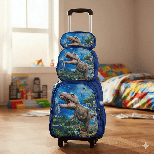 Set Mochila Con Ruedas Escolar Estuche Lonchera 6