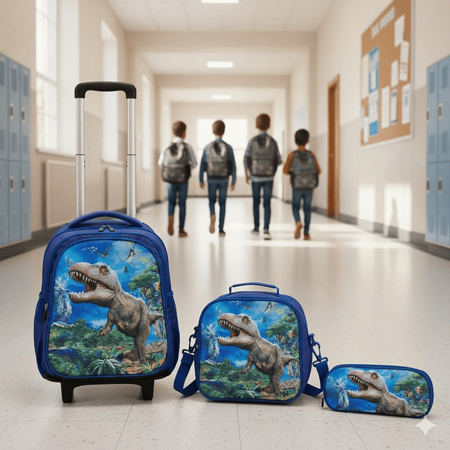 Set Mochila Con Ruedas Escolar Estuche Lonchera 7