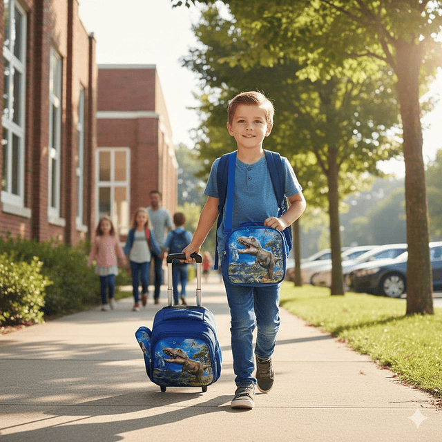 Set Mochila Con Ruedas Escolar Estuche Lonchera 14
