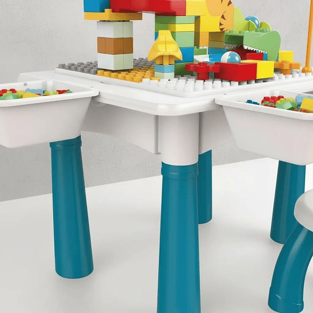 Mesa Didactica De Bloques Construcción c/silla 104 Pcs 6 en 1 Multicolor 3