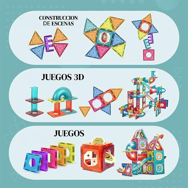 Juego De Bloques Magnéticos 125 Piezas Pista Con Pelotas 6