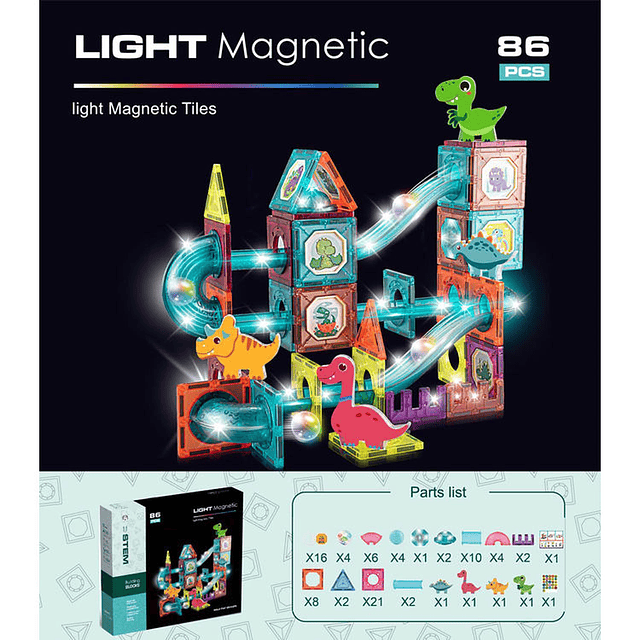 Juego De Bloques Magnéticos 125 Piezas Pista Con Pelotas 7