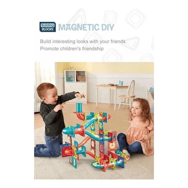 Juego De Bloques Magnéticos 125 Piezas Pista Con Pelotas 10