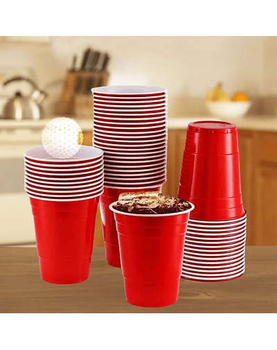 Vaso Plastico Rojo Desechable Fiesta 450 ml x 50 uds